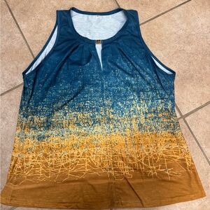 Blue and Brown Sleeveless Women's Top